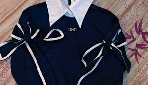 Navy &amp; White Bow Top