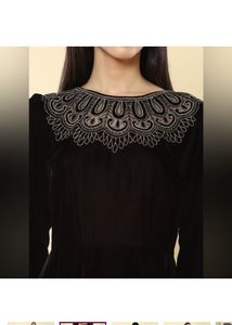 Label Ritu Kumar Black Floral Embroidered Velvet S