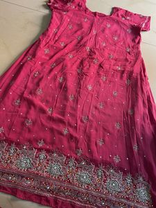 pink kurti with stones