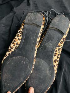Zara Cheetah Print Tie Up Flats