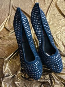 Blue studded heels
