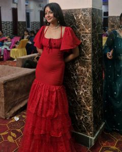 Red Bodycone Mermaid Gown