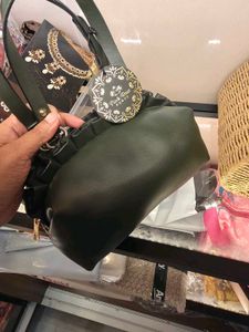 Mehndi Green Leather Sling Handbag
