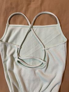 H&amp;M Green ribbed bodycon dress