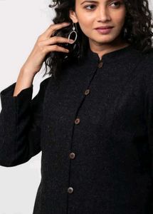 Minimalist Charcoal Gray Button-Up Coat