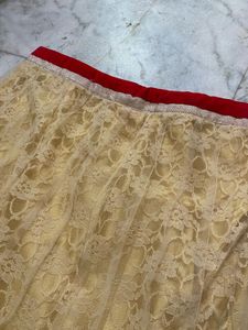 Partywear Heavy Nude And Red Colour Lahnga