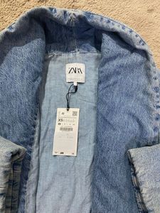 Longline tie front Denim Quilted Jacket