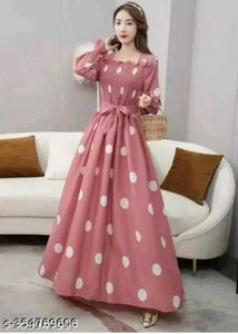 Cute Pink Polka Dot Maxi Dress