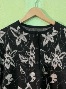 black and white floral sweater
