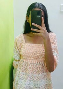 Peach Embroidered Dress