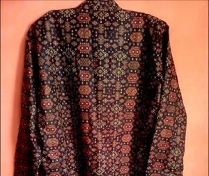 Printer Ethnic Men Black Kurta