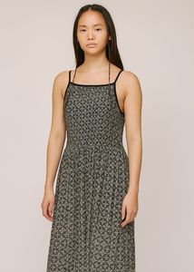 Black Sleeveless Print A Line Dress For Summer