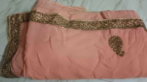 Peach Saree with Gold Embellishments