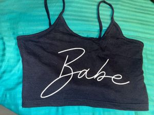 Blue 'Babe' Crop Top