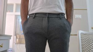 US Apollo ASN Grey Stretch Straight-Fit Trousers