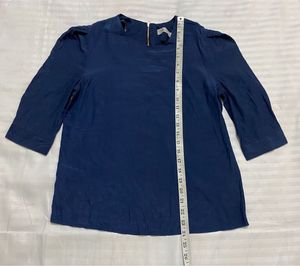 Navy Blue Top With Puff Sleeve