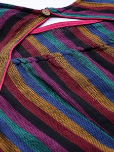 Taavi Striped Woven Straight High-low Kurta