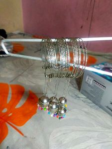 Stylish Silver Bangles (2 Designs)+Matching Jhumke