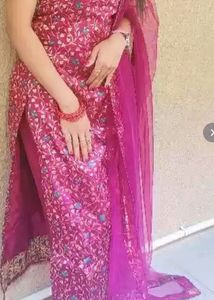 Inddus Magenta Embroidered Kurta Set