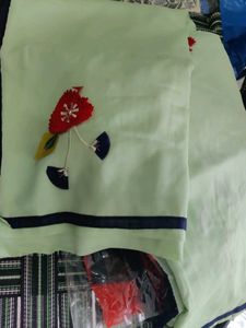 Light Green Saree with Floral Applique