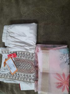 Off White Viscose New Kurta Set With Tag