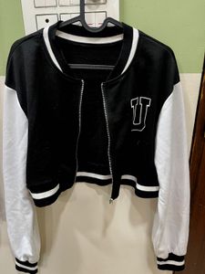 Short varsity sweatshirt