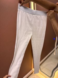 White Ribbed Leggings