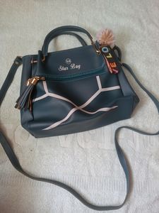 Teal Blue Handheld Sling Bag