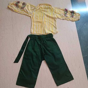 Embroidered top n Paper Bag Pants Party Dress