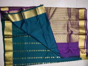 Elegant Purple &amp; Green Semi Silk Saree