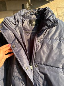 Blue Cropped Puffer Jacket for Women