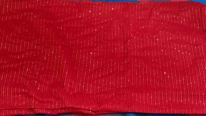 Red Glitter Saree Georgette Material Blouse Piece