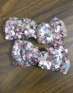 Sequin Bow Hair Clip Set Of 2