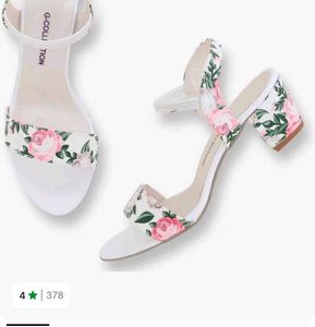 Floral Print Heeled Sandals Size - 8