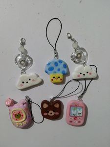 Combo Of 2 Mushroom &amp; Teddy Phone Charm