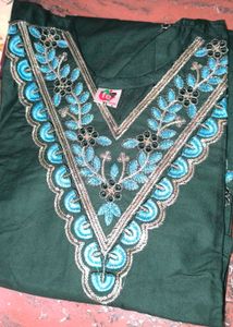 Embroidered Dark Green Top