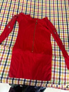 Red Embellished Party Dress