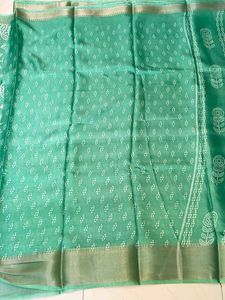 Out Standing Sea Green Synthetic Saree