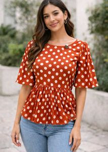 Chic Polka Dot Peplum Top