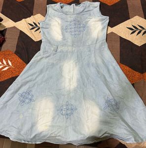 Denim Dress with Embroidered Detail