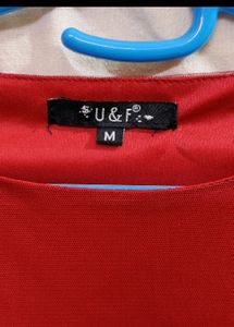 “U&amp;F” Maroon Net Skater dress