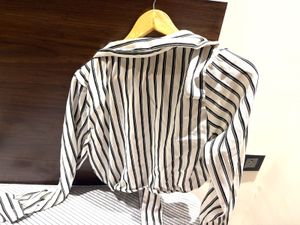 Striped Tie-Front Blouse