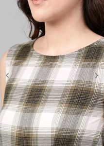 Zima Leto Women Checkered Boat Neck Cowl Jumpsuit