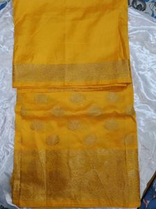 ANAYA Yellow Banarasi Saree With Blouse