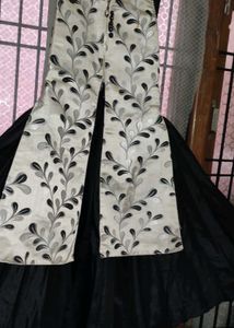 Black Heavy Designer Gown With Coat For Girls