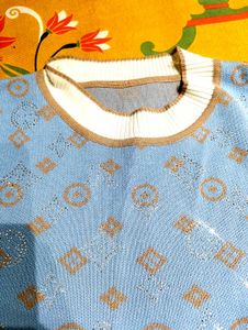 Korean Vintage Style Patterned Knit Top