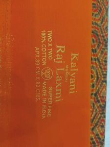 Orange Cotton Saree Fabric With Blouse &amp; Peticot