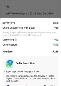 WD Western Digital 320 GB Hard Disk -New Condition