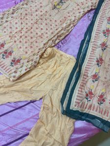 Peach Floral Print Kurta Set