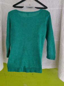 Green Knit 3/4 Sleeve Top